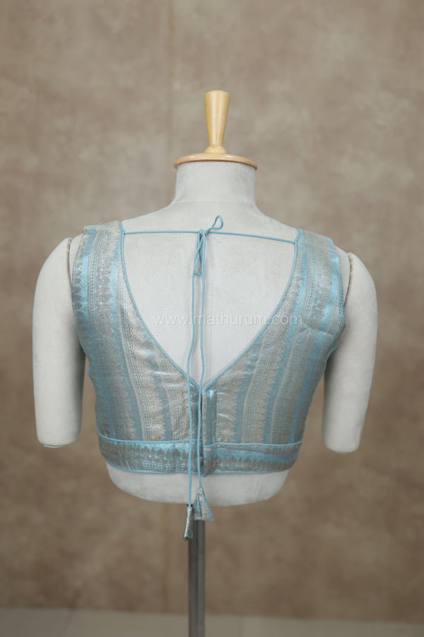 Megalai-Sky Blue Blouse (Attachable Sleeves)