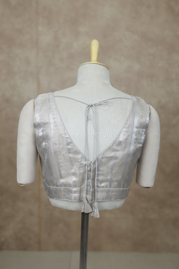 Megalai- Light Grey Blouse (Attachable Sleeves)