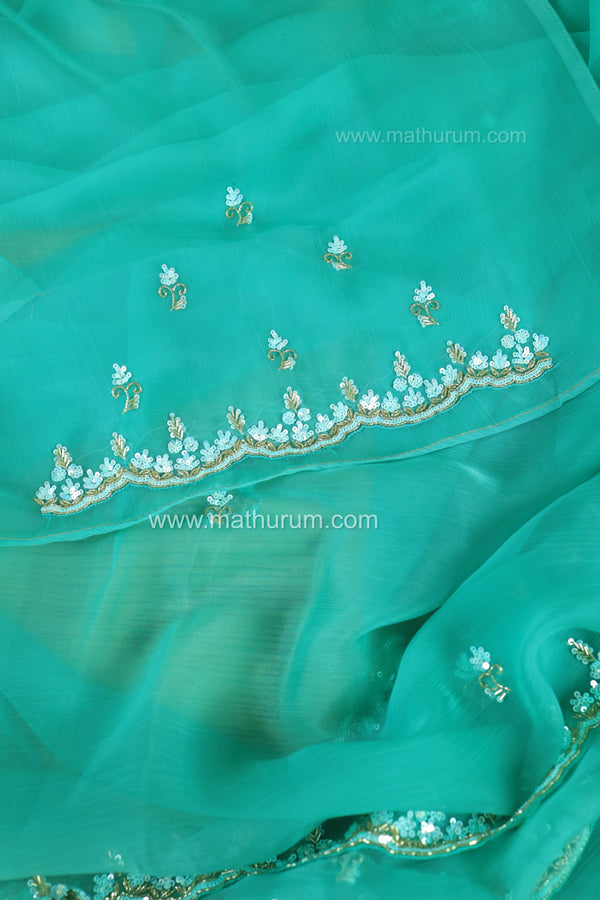 Sea Salt Aqua Teal Blue - DESIGNER SAREE
