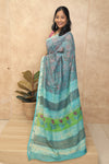 Kesariya- Blue Maheshwari Silk- Cotton Saree