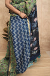 Kesariya- Green Floral Maheshwari Silk- Cotton Saree