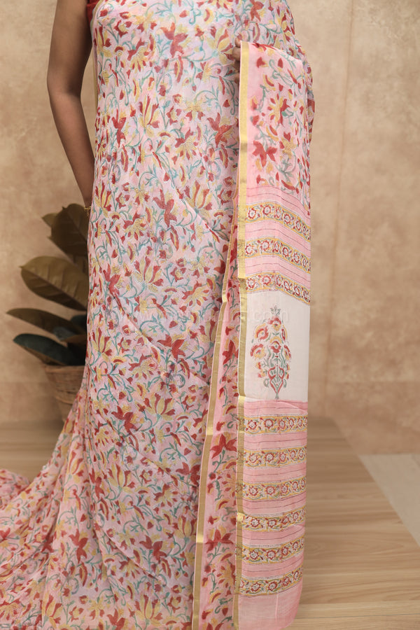 Naksha- Pink Chiffon Saree