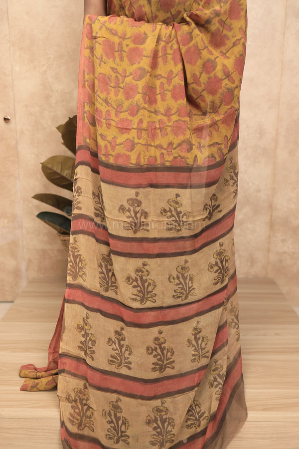 Gulmohar- Mustard Georgette Saree