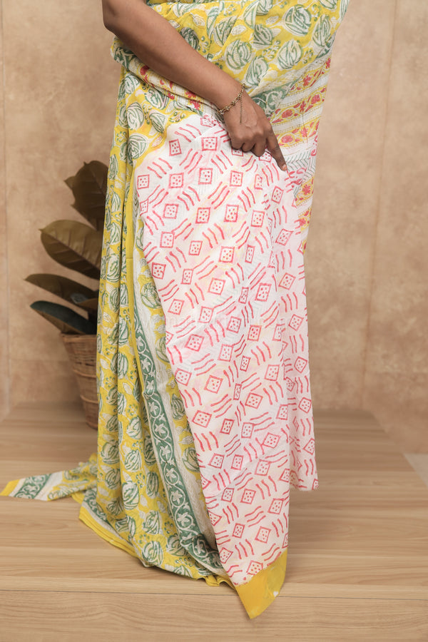 Gulmohar- Yellow Georgette Saree
