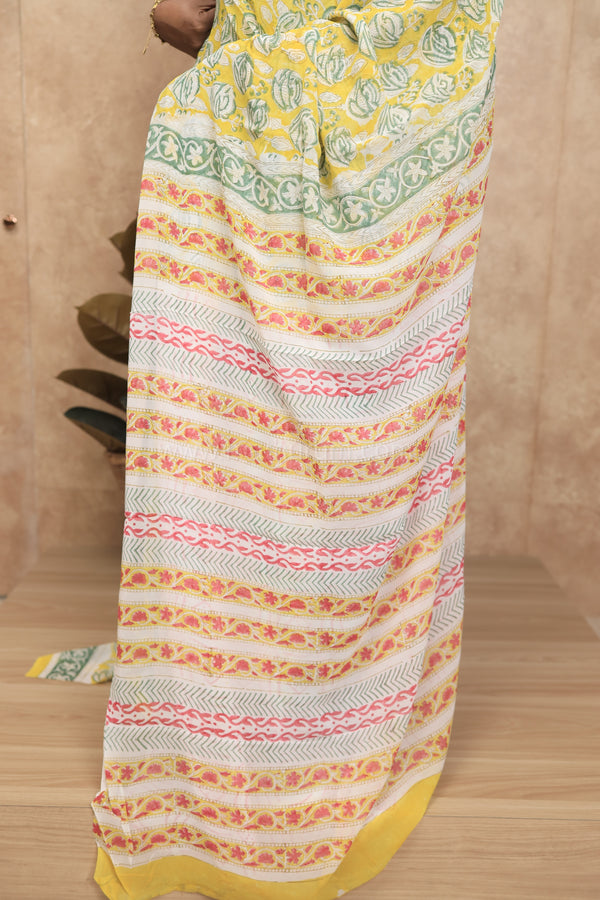 Gulmohar- Yellow Georgette Saree