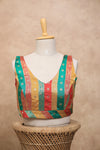 Valli- Multicolour Red Blouse (Attachable Sleeves)