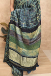 Gajra- GreenBlue Gajji-Silk Saree