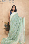 Gulmohar- Teal Blue Georgette Saree