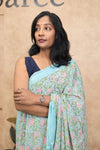 Gulmohar- Sky Blue Georgette Saree
