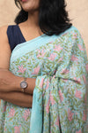Gulmohar- Sky Blue Georgette Saree