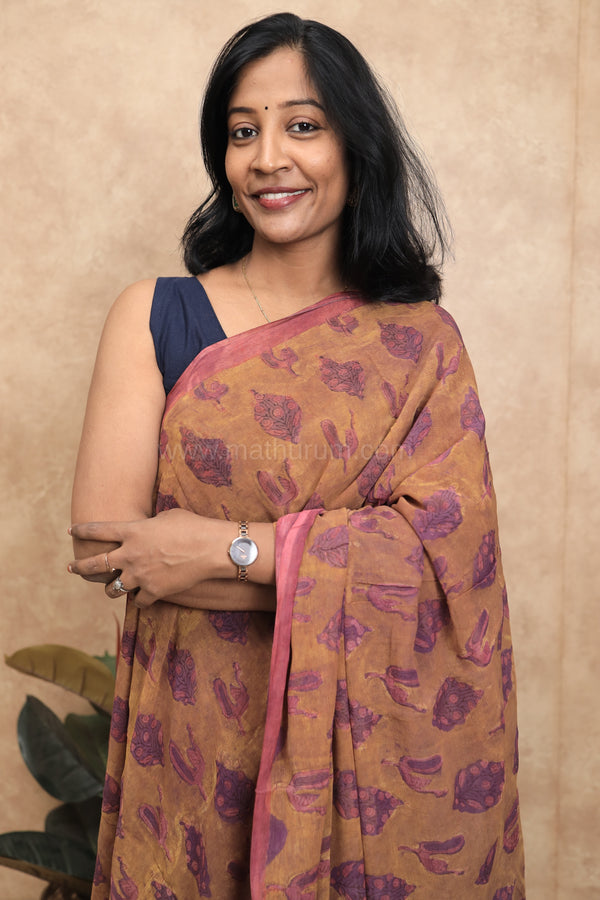 Gulmohar- Brown Georgette Saree