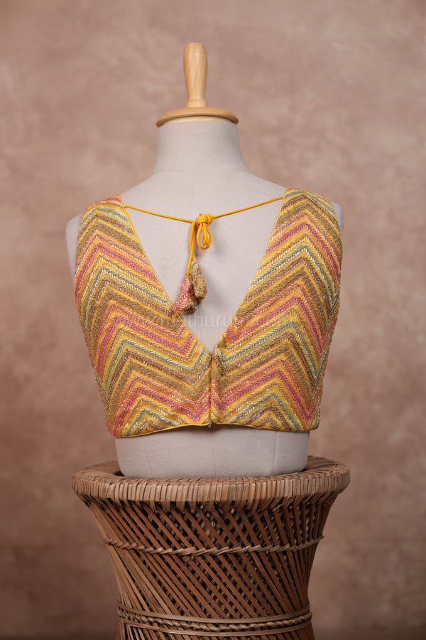 Mogra- Yellow Blouse (Attached Sleeves)