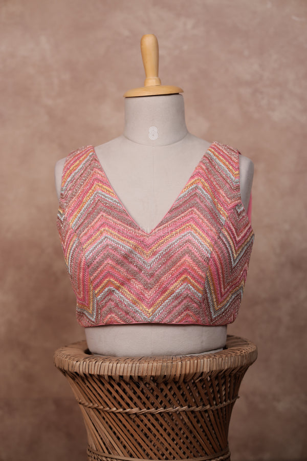 Mogra- Pink Blouse (Attached Sleeves)