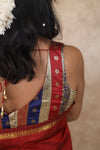 Valli- Multicolour Maroon Blouse (Attachable Sleeves)