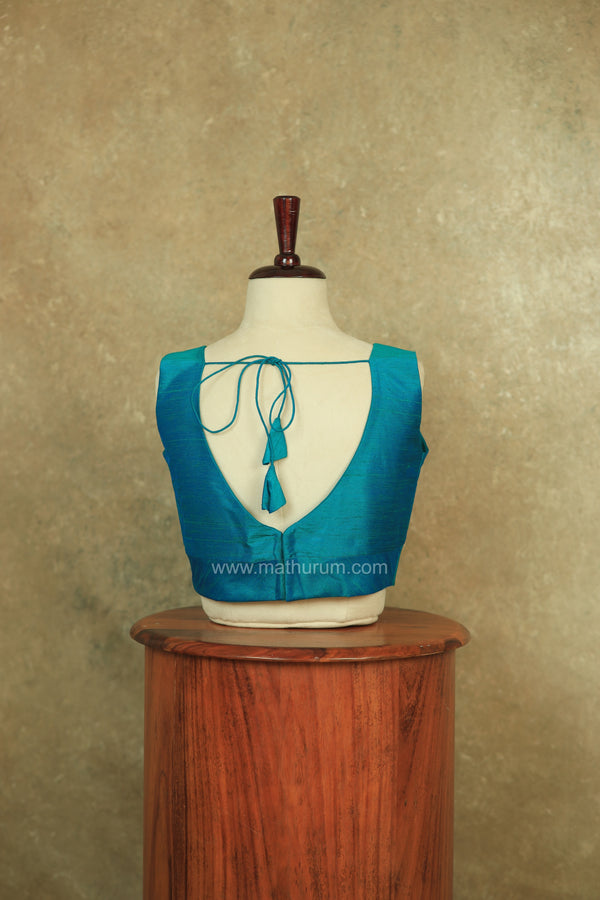 Rangeela-Blue & Green Blouse (Attachable Sleeves)