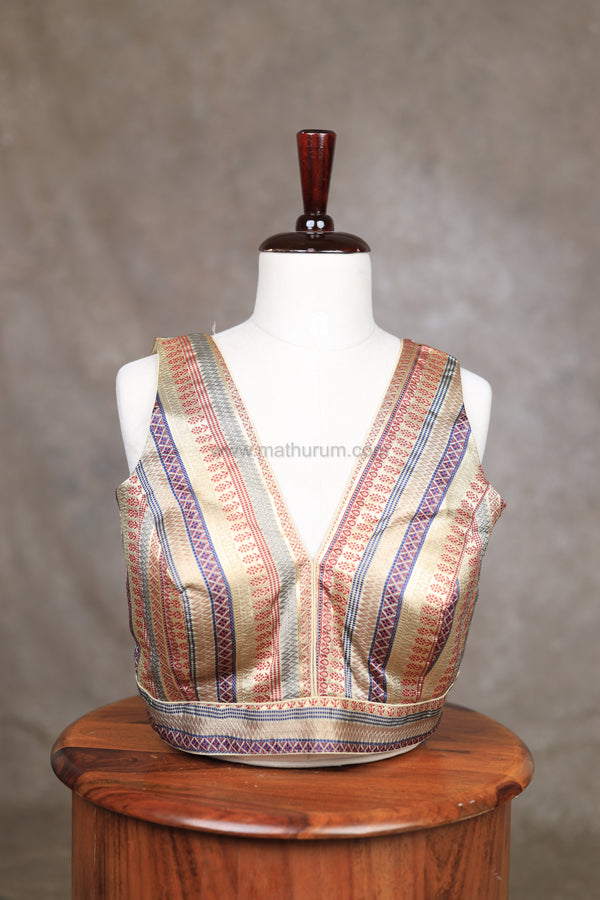 Tharigai- Gold Blouse (Attachable Sleeves)