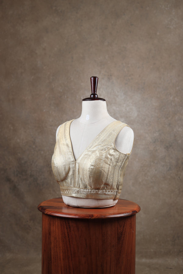 Megalai- Antique Gold Blouse (Attachable Sleeves)