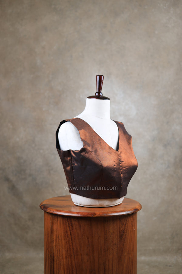 Taal- Black & Copper Blouse (Attachable Sleeves)