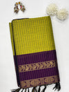 Sevanthi- Green/Purple Kalyani Cotton Checks Saree