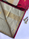 Maheshwari - Maroon/Beige Maheshwari Silk- Cotton Saree