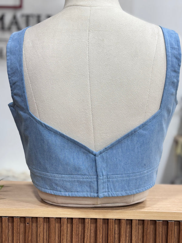 Denim Daze- Blue Sleeveless Blouse