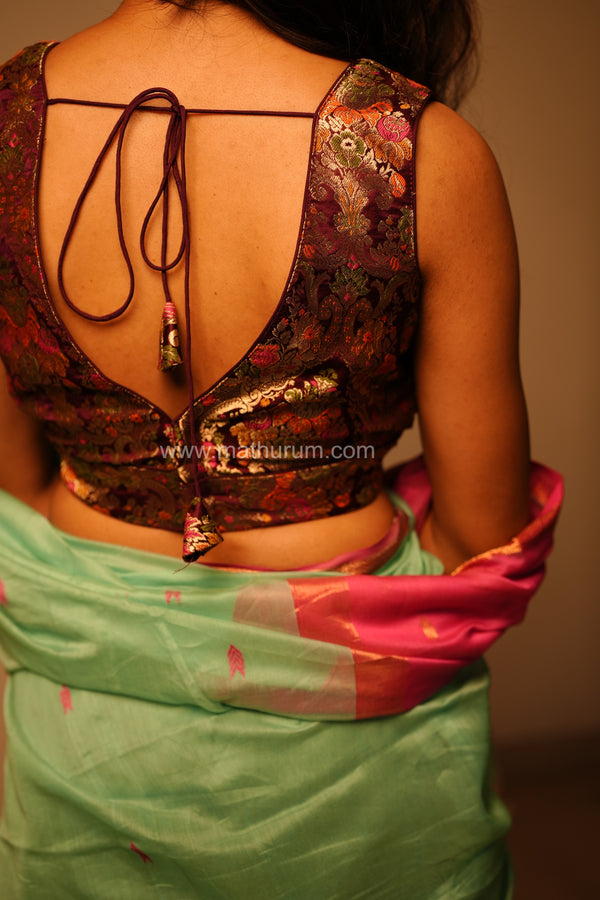 Veena- Wine Blouse (Attachable Sleeves)