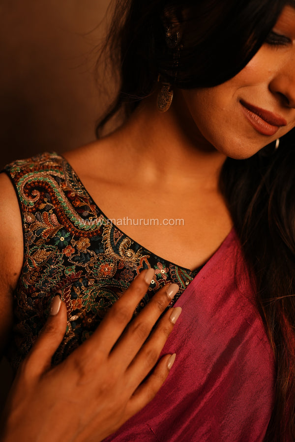 Zehra- Black Blouse (Attachable Sleeves)
