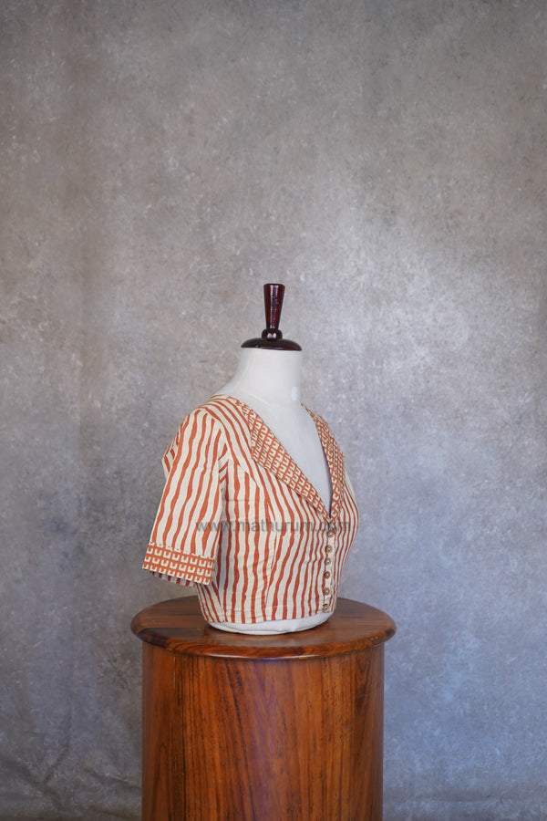 Mythri- Orange Stripes Blouse