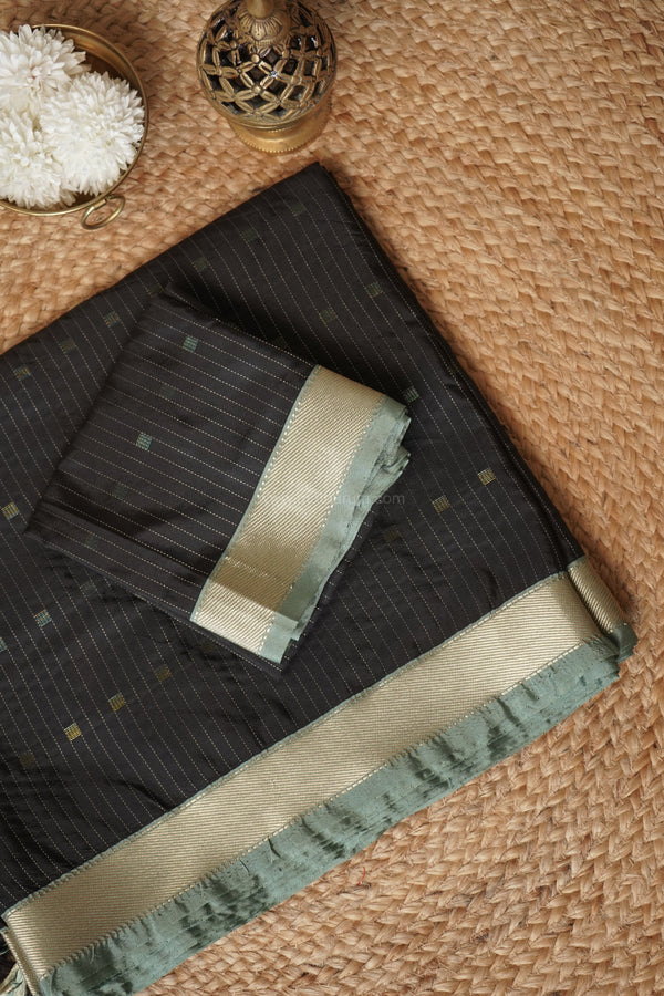 Maya Semi-Silk Silver Stripes Multi Butta Saree
