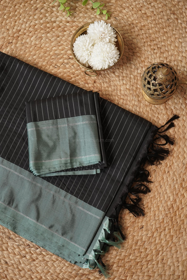 Maya Semi-Silk Silver Stripes Saree