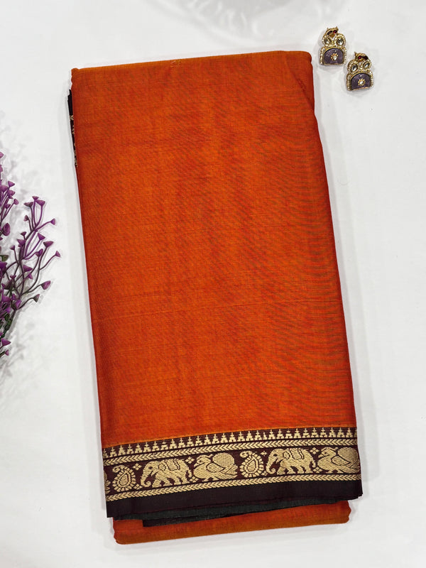 Kayal- Orange/Brown Narayanpet Saree