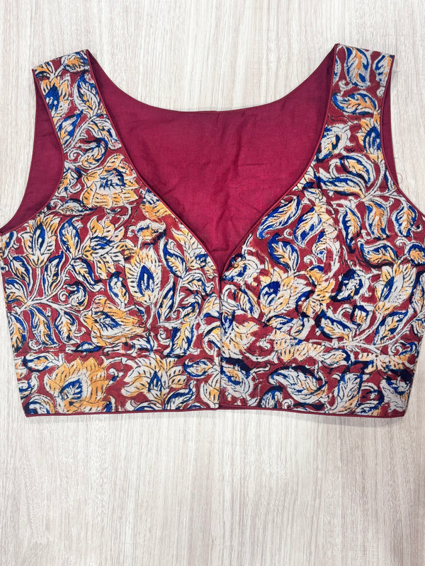 Hemanika- Maroon /Blue Blouse (Sleeveless)