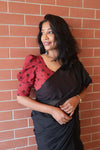 Ilai- Plain Black Mul Cotton Saree