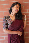 Ilai- Plain Maroon Mul Cotton Saree