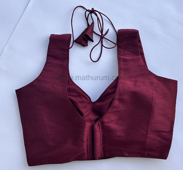 Rang- Dark Maroon Blouse (Attachable Sleeves)