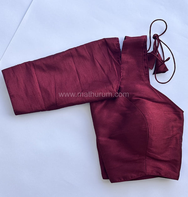 Rang- Dark Maroon Blouse (Attachable Sleeves)
