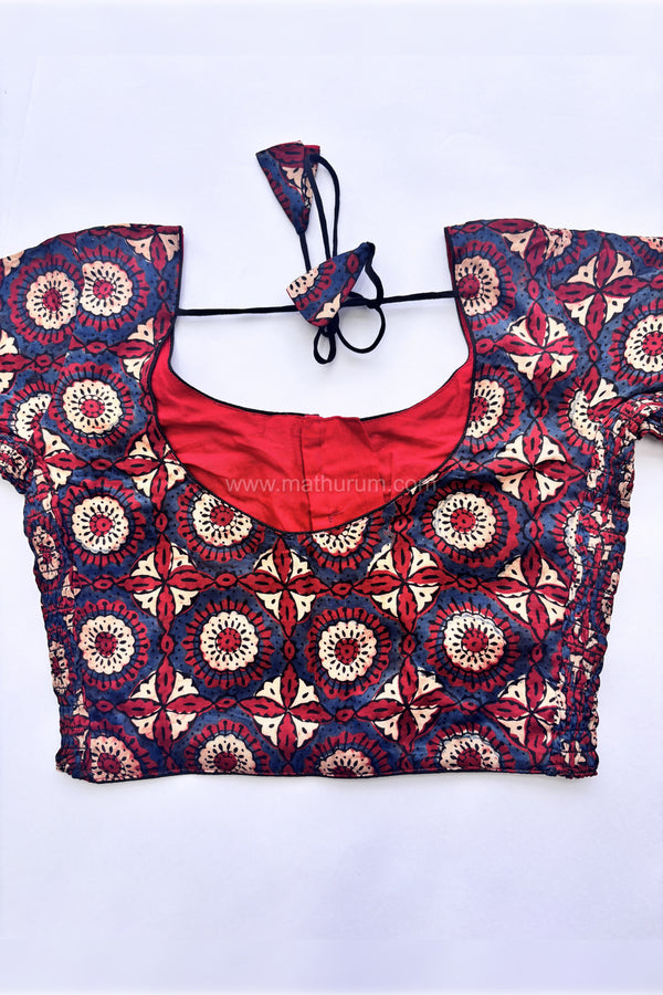Ziva- Blue/Maroon Strechable Blouse