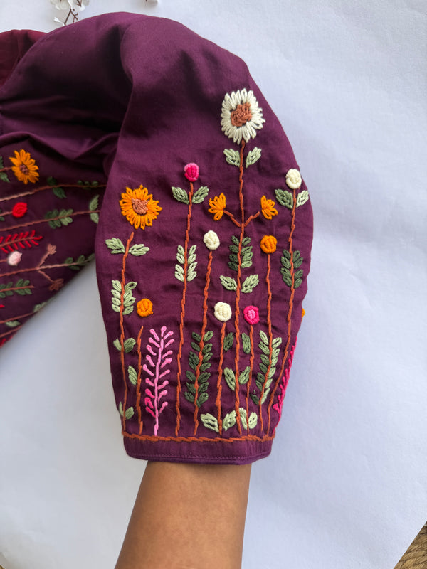 Botanica - Wine Embroidery Blouse