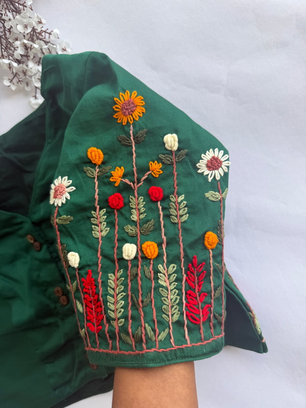 Botanica - Green Embroidery Blouse