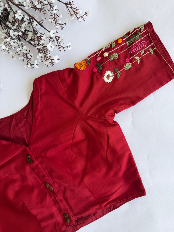 Botanica - Maroon Embroidery Blouse