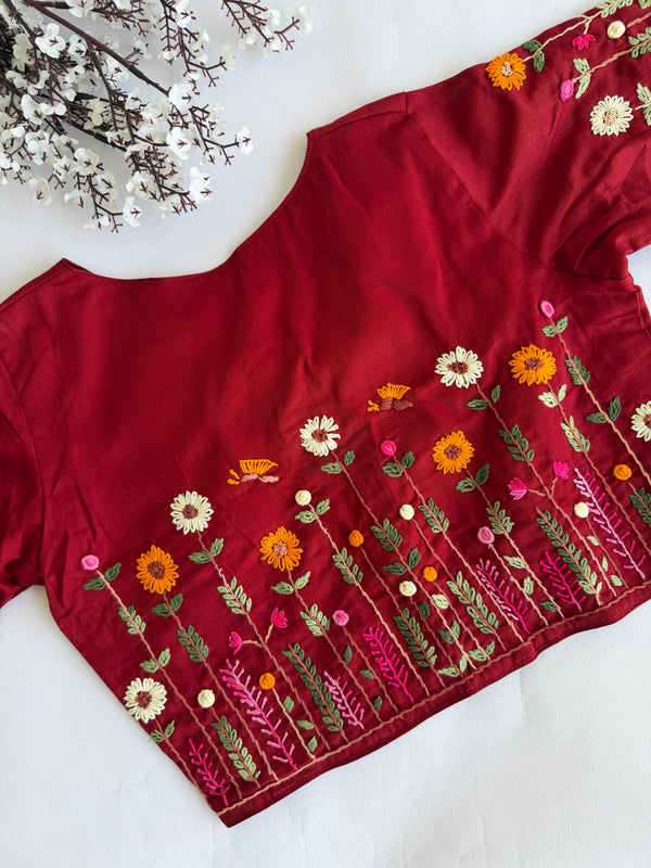 Botanica - Maroon Embroidery Blouse