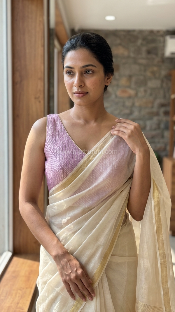 Tanira- Lilac Blouse (Attachable Sleeves)