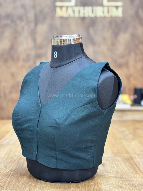 Kiara - Bottle Green Blouse (Attachable Sleeves)