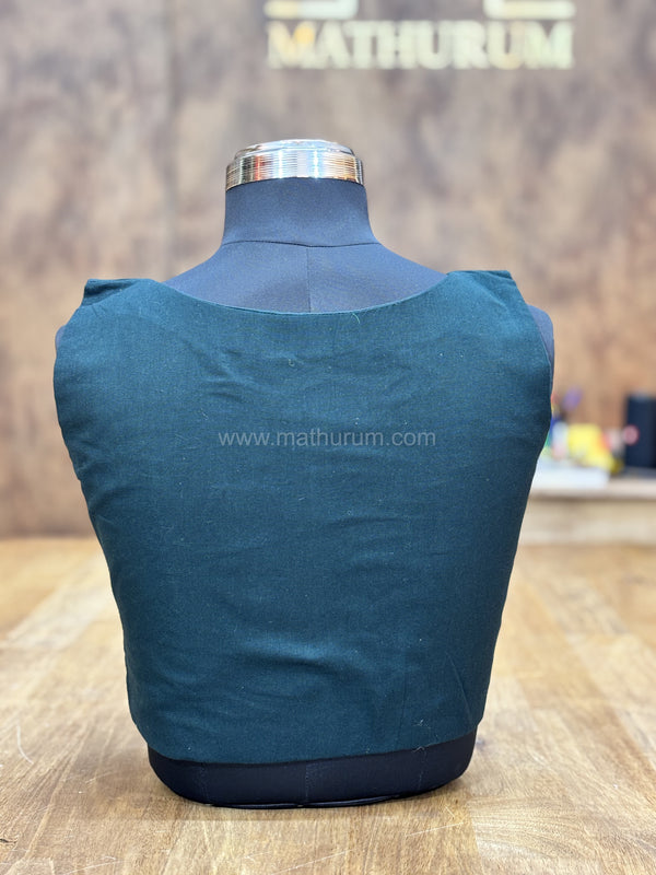 Kiara - Bottle Green Blouse (Attachable Sleeves)