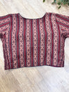 Daily Flex- Maroon Floral Stripes Strechable Blouse