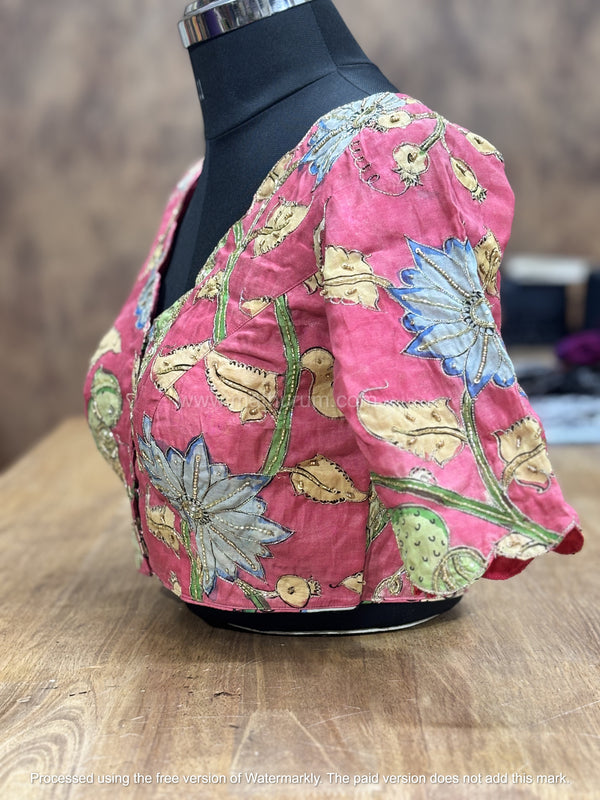 RAAS- Pink Penkalamkari Zardosi Blouse