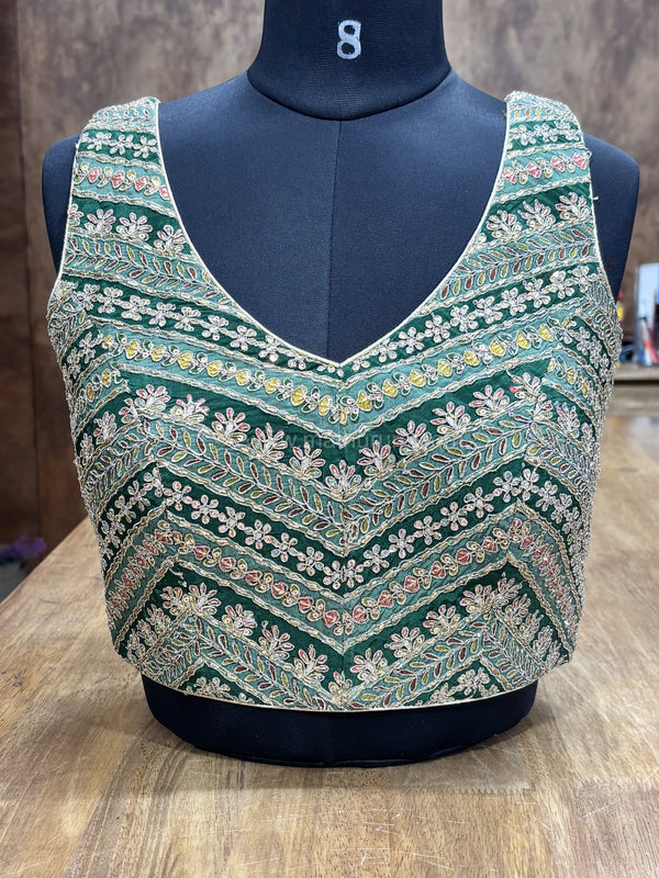 Zarina - Green Blouse (Attached Sleeves)