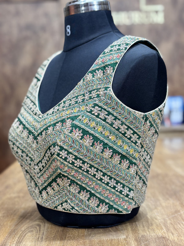 Zarina - Green Blouse (Attached Sleeves)