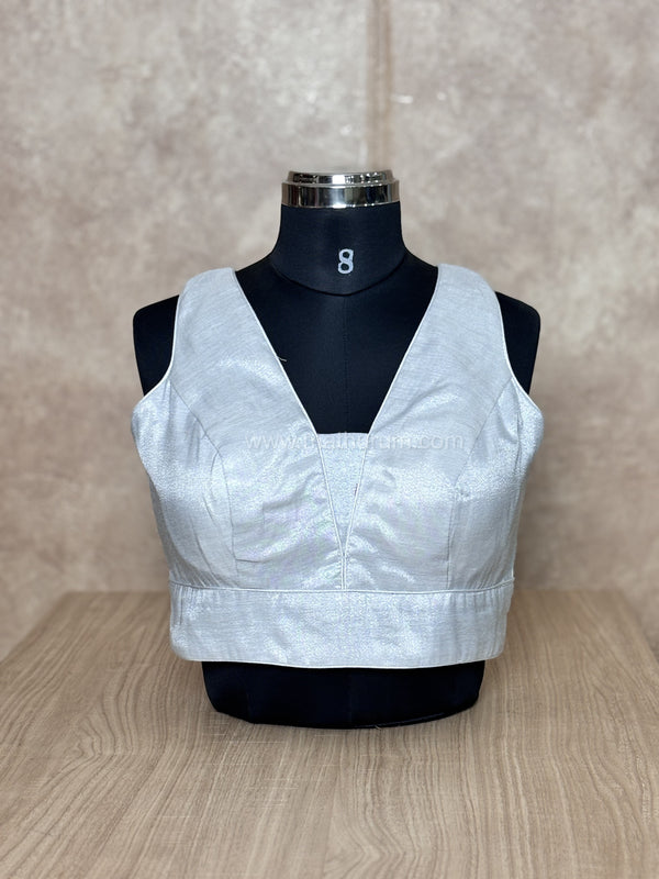 Shimmer & Sass- Silver Blouse (Attachable Sleeves)