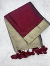 Kaarigai- Modal Cotton Maroon/ Rasagulla Saree